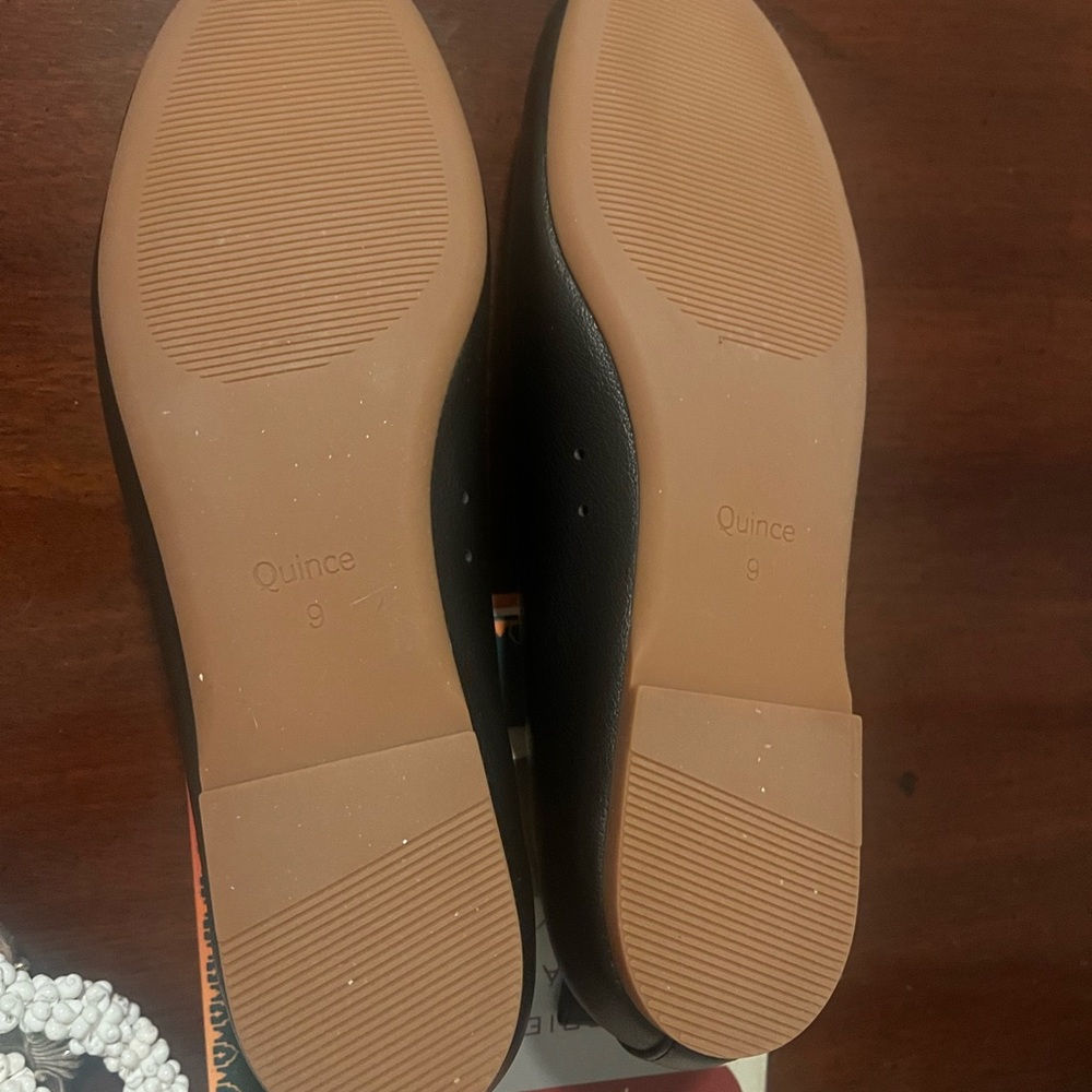 Quince Black Leather Women's Flats - Picture 2 of 5